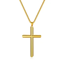 75g Weight Big Heavy 50*80mm Size Cross Pendant Smooth Perfect Cross Necklace Stainless Steel Rolo Chain 30inch Silver Gold For Mens Women Boys n2212