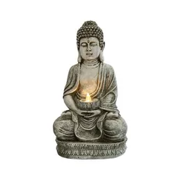 Mediterende zit Boeddha Zonne -lichten Outdoor Tuin Patio Statue Licht Decor