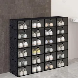 تخزين 6pcs/مجموعة حذاء حذاء حذاء حذاء حذاء DIY مربع تخزين طية أحذية بلاستيكية منظم حذاء تجميع البلاستيك.