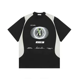 High Street American Moda Kişiselleştirilmiş Yarış Stili Mektup Baskı Kısa Kollu Erkek Moda Markası Gevşek 5/4 Kollu T-Shirt