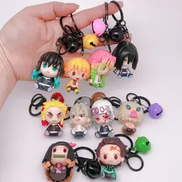 10 Q Version Ghost Killer Blade Bell Keychain Pendant Gifts Handgjorda leksaker grossist för anime kring hänge