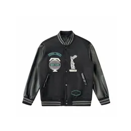 23ss Black Baseball Jackets Jacket Tiffany Leather Sleeve New Coats 925