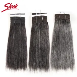 Hair Bulks Sleek Brazilian Yaki Straight Gray Bundles Colored #44 #34 #280 51# For Black Human Extensions 230508