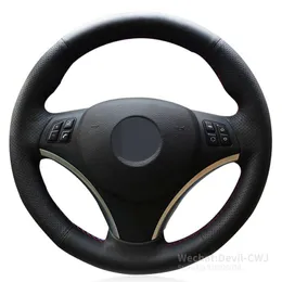 Steering Wheel Covers DIY Hand-stitched Black Suede Leather Car Cover For E90 335i 330i 320i 325i E87 120i 130i 120d