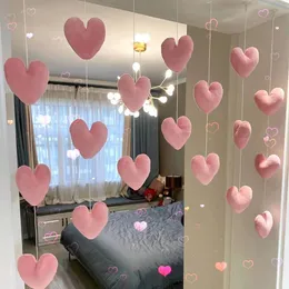 Decorative Objects Figurines 9cm Large Heart Shaped Curtain Cute SelfAdhesive Line Nylon String Girls Door Curtains Women Home Decoration Gift Cortina 230508