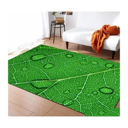Carpets Large 3D Green Leaf Vein Rug Bedroom Kids Room Play Mat Memory Foam Area Rugs Carpet For Living Home Decorative Drop Deliver Dh8P2