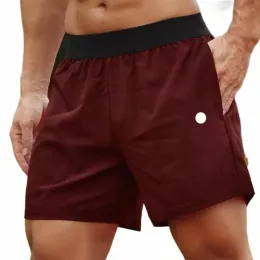 Мужские спортивные шорты для йоги Lu Lulemens, быстросохнущие шорты для фитнеса на открытом воздухе, сплошной цвет, повседневные брюки для бега, оптовая продажа, дешевые