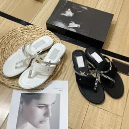 luxury woemns shoes 22SS Crystal Straps Canvas Slippers Flatform Mary Jane Mules white black Design Woman Flats Casual Travel Beach Sandals For Sandals