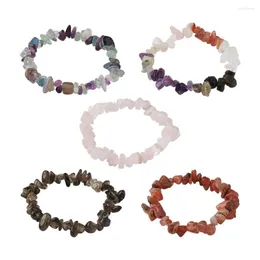 Strand 5st Natural Mixed Stone Chip Beads Stretch Armband för kvinnor Utsökta smycken Party Anniversary Wedding Present