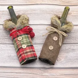 Fabbrica Copri bottiglia di vino di Natale Ornamento per feste Mini Cappotto scozzese Maglione Borse per bottiglie di vino Decorazione per feste di cena di Capodanno