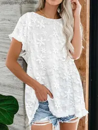 Women's Blouses Shirts 2023 Spring Summer White Women Blouse Fashion Embroidery Blouses Casual Sweet Short Sleeve Tops Tunicas Mujer Verano T230508