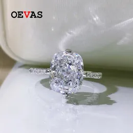Кольцо-пасьянс OEVAS, 100% стерлинговое серебро 925 пробы, 8 * 10 мм, высокоуглеродистые бриллиантовые кольца с ледяным цветком для женщин, сверкающие свадебные ювелирные изделия, оптовая продажа 230508