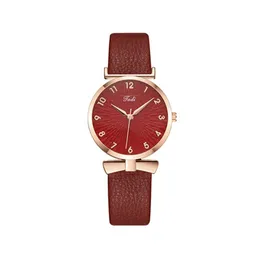 HBP Fashion Red Dial Red Dial Dial di Rosa Ladies Orologio in pelle Cinta Casualmente Orologi Elettronica Moro Movimento Orologio da polso