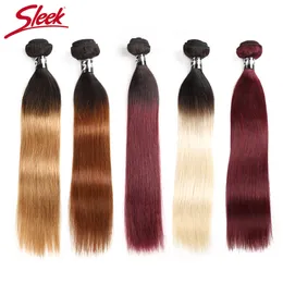 Hair Bulks Sleek Ombre Brazilian Straight Blonde 613 T1B/27 T1B/30 Red 99J Human Weave Bundles Deal Two Tone Extension 230508