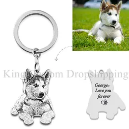 Keychains Lanyards Christmas Day Customized Cute Pet Engrave Pos Keychain Handmade Pictures of Cats and Dogs Keychain Memory Jewelry 230506
