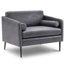 Sedia accento di metà secolo ktaxon, divano genitore-figlio con 2 cuscini in vita, poltrona di stoffa in abbronzatura moderna per soggiorno grigio