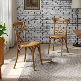 Williamspace Dining Chair X-Back Chair 2er Set, ulmengelb Moderner natürlicher Massivholzstuhl für Restaurant