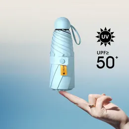 Guarda-chuvas 8-ribs mini guarda-chuva sungella cápsula portátil chuva de guarda-chuva e proteção solar UV Parasol de guarda-chuva dobrável com caixa 230508