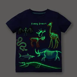 T-shirts SAILEROAD Summer T Shirt Cotton Short Sleeve Cartoon Animals Luminous T-shirts Kids Tee Tops Boys Children Clothes 230508