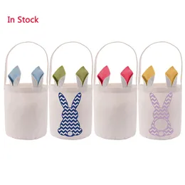 Outros suprimentos de festa festiva sublimação de páscoa coelhinho poliéster poliéster em branco Diy Rabbit Ears Basket Candy Gift Bag Wi Dhkq1