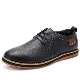 Men Flats High Quality Casual New Genuine Leather Flat Shoes Men Oxford Fashion Lace-Up Dress Shoes Work Shoe Sapatos