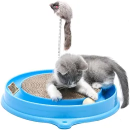 Игрушки, круглая гофрированная доска для кошек с шариком мыши, забавная игрушка-диск для кошек, дразнящая тарелка для кошек, игрушка-когтеточка для котят, товары для домашних животных