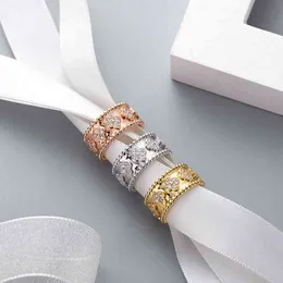 4 개의 잎 클로버 클리프 링 만화경 반지를위한 골드 시에 다이아몬드 네일 반지 반지 발렌타인 파티 디자이너 보석 선물