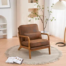 Sedia moderna di club di legno moderno UBESGOO Bronzing tessuto in tessuto imbottito sedia accento con telaio in legno massiccio marrone