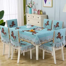 Table Cloth Chair Cover Luxury Embroidery Velvet Tablecloth Dining Cushion For Living Room Decor Coffee Square Round