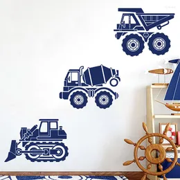 Wall Stickers Bulldozer Cement Truck Dump Decal Construction Vehicles Sticker Art Boy Room Play A14-001Wall StickersWall