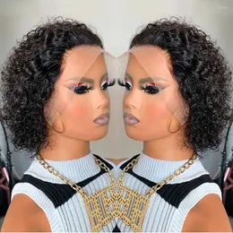 Pixie cortado bob bob curly peruca de renda sem fúria no atacado Virgem Virgem Brasil Remy Wig Human Human Natural