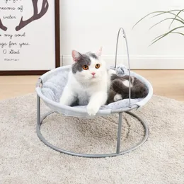 Cat Beds Free Bed Soft Plush Hammock Detachable Pet With Dangling Ball For Cats Small Dogs Grey And Beige