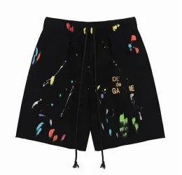 2024 Pantaloncini da uomo American Fashion Brand galleryes Depts Dipinti a mano Splash Printing Pantaloncini in spugna di puro cotone Nebbia High Street Pantaloni casual a 5 punti