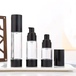 50pcs/lot 15ml 30ml 50ml black transparent vacuum lotion bottle press cosmetic bb cream liquid foundation into empty bottle