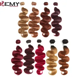 Hair Bulks Blond Brown Red Human Bundles 1/3 PCS Brasilianische Körperwellenverlängerung 8-26 Zoll Weave KEMY 230508