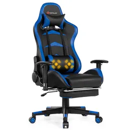 Goplus Massage Gaming Chair Reclineing Swivel Racing Office с подвеской для ног