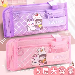 Kawaii Pink Bag Rencil Borsa Solido Custode di cartoleria per tela per la scuola con cerniera con cerniera con cerniera Organizzatore regalo.