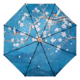 Umbrellas Female Portable Umbrella Folding Wind Resistant High Quality Parasol Uv Protection Paraguas Plegable Mujer Daily Supplies Gift 230508