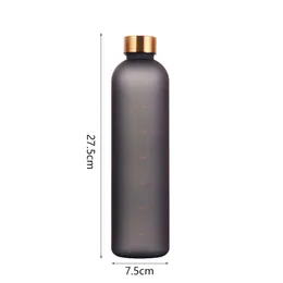 New 1l Water Bottles for Girls Frosted Motivational Water Bottle with Time Marker Leakproof Outdoor Fitness Sport Drinking Bottle