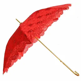 Şemsiye Güçlü Düğün Şemsiye Kadın Dantel Otomatik Gölge Uzun Plajı Şemsiye Stand UV Koruma Hanfu Parapluie Gelin Yağmur Dişli ZLXP 230508