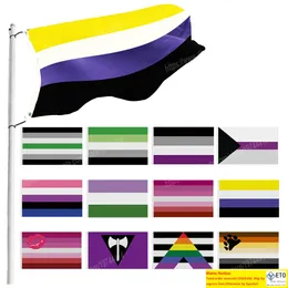 Rainbow Pride Flags Özel Banner Metal Delikleri Gromets Nonniner Aromantik Ruj Lezbiyen Aseksüel Özelleştirilebilir