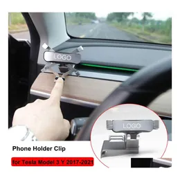Car Holder Clip For Tesla Model 3 Y 2021 Air Outlet Mount Smartphone Mobile Phone Cradle Stable Drop Delivery Mobiles Motorcycles El Dhinr