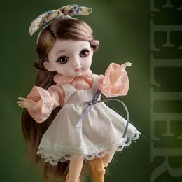 Lalki 16 cm 1/12 lalki BJD dla dziewcząt Prezent 13 Ball połączony lalki Play House Dziecięce Oczy z szklankami erid tkanina sukienka z tkaniny 230508