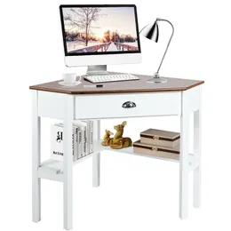 Triangle Computer Desk Corner Desk Desk Table W Table W Estantes de cajón Rústico