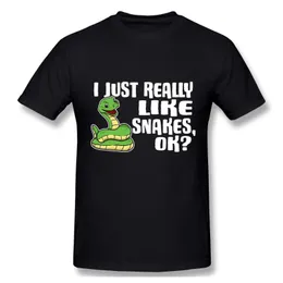 メンズTシャツかわいい私は本当にヘビが好きですOKTシャツの男シャツの女性