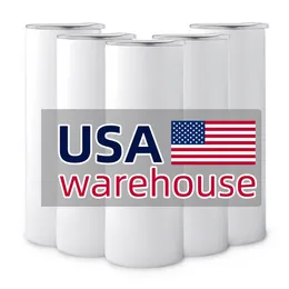 US CA Local Warehouse 20oz Sublimação copo em branco aço inoxidável 600 ml Copas retas de pó de vácuo Canecas de café com isolamento de carro FY4275