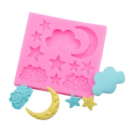 50st/Lot Star Moon Cloud Silicone Mold Fondant Cake Gum Paste Decorating Chocolate Handgjorda dropplimformar Bakningstillbehör