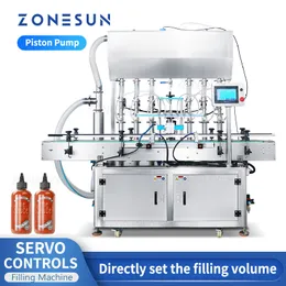ZONESUN ZS-YT6T-6PX 자동 6 개의 헤드 액체 충전 기계 서보 모터 세제 크림 두꺼운 페이스트 샴푸 케첩 꿀