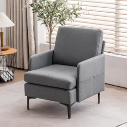 Ktaxon Fabric Arm stoel, moderne clubstoelen met zijzakken, mid -eeuwse accentstoel voor woonkamer slaapkamer donkergrijs