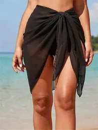 Swimwear's Swimwear Summer Ladies Sarong Beach Work Dress Sulli Shl Chiffon Cover Up Skirt Sheer Bikini 50cm*180 cm Y23